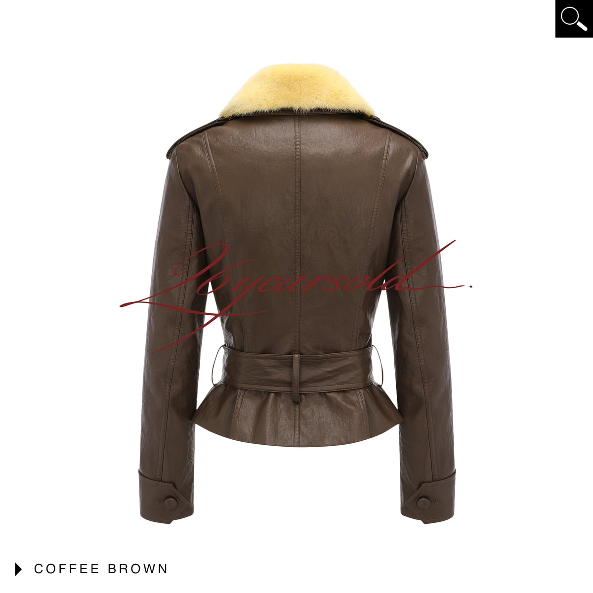 26YEARSOLD Mink Fur Collar Belted Jacket