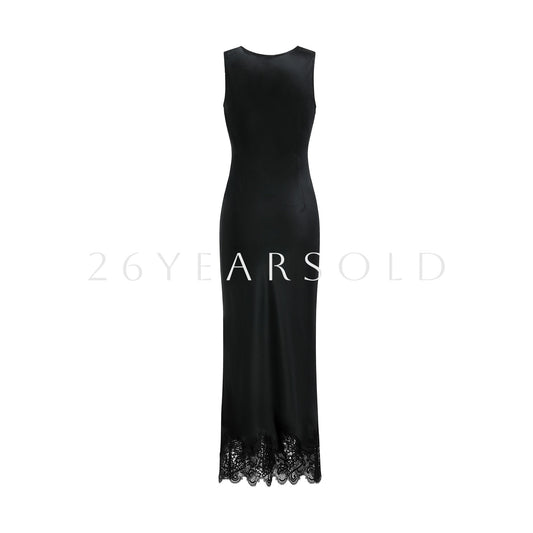 26YEARSOLD Shadow Floral Court Satin Maxi Dress