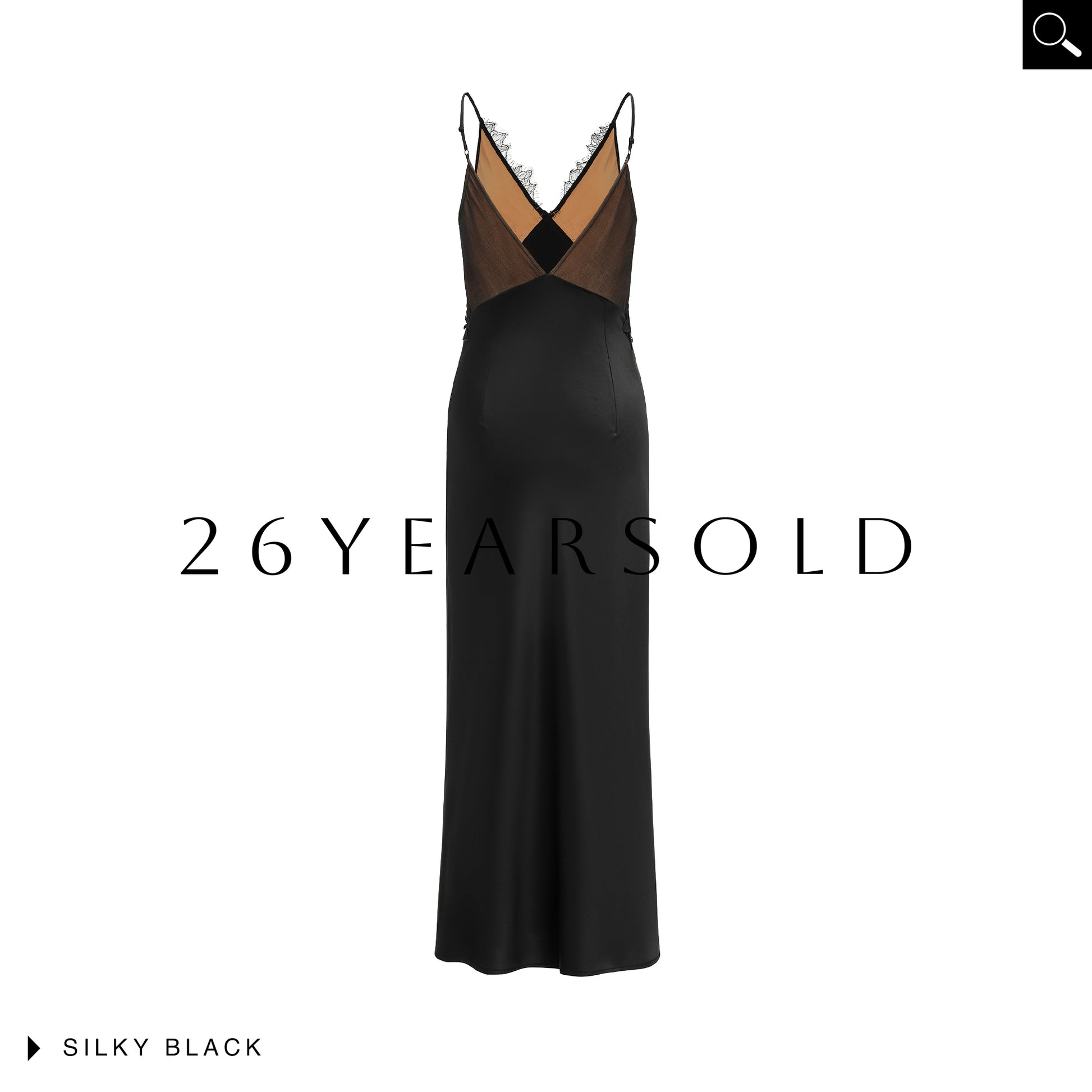 26YEARSOLD Midnight Rose Whisper Lace Satin Slip Dress