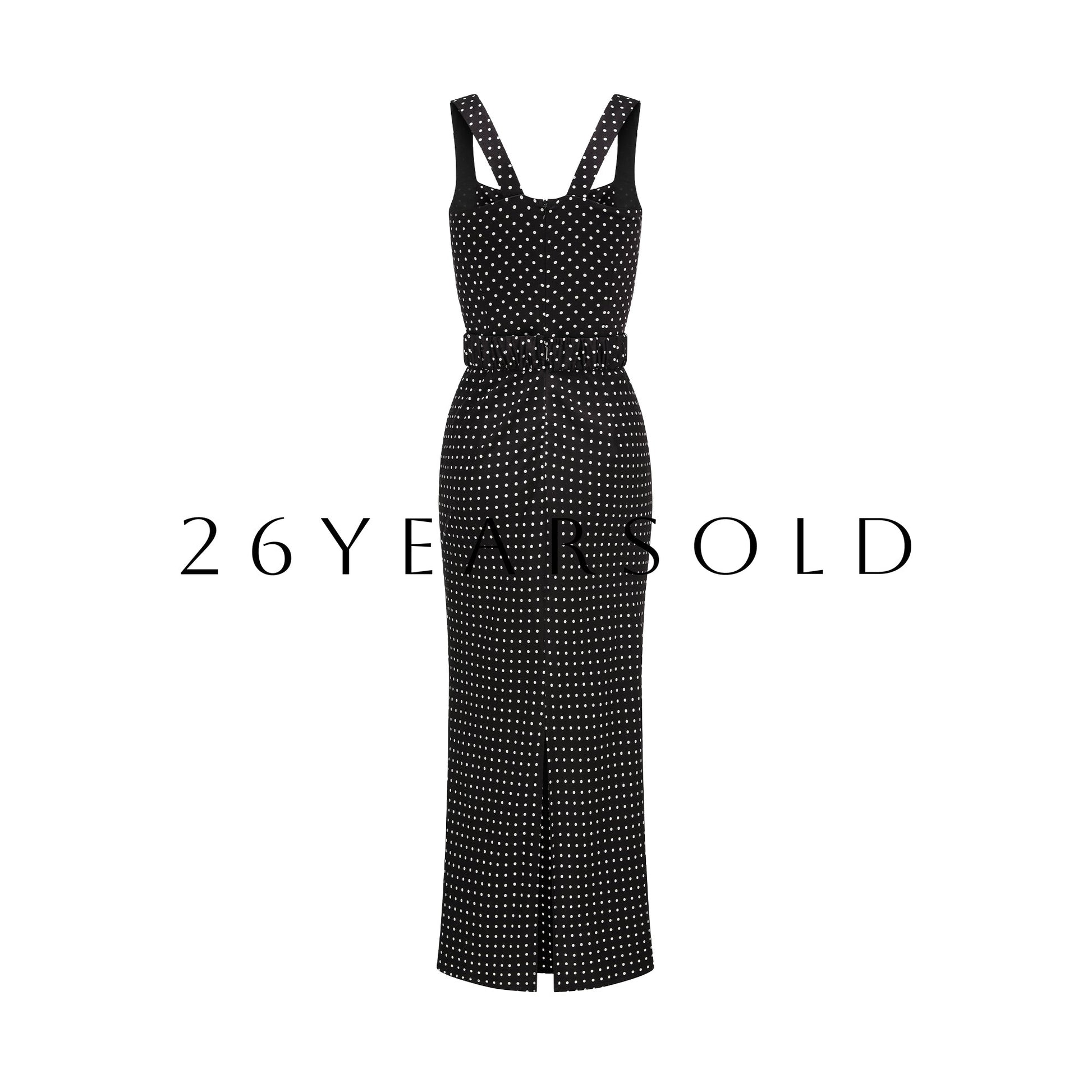 26YEARSOLD Retro Starburst Deep V Neck Polka Dot Maxi Dress