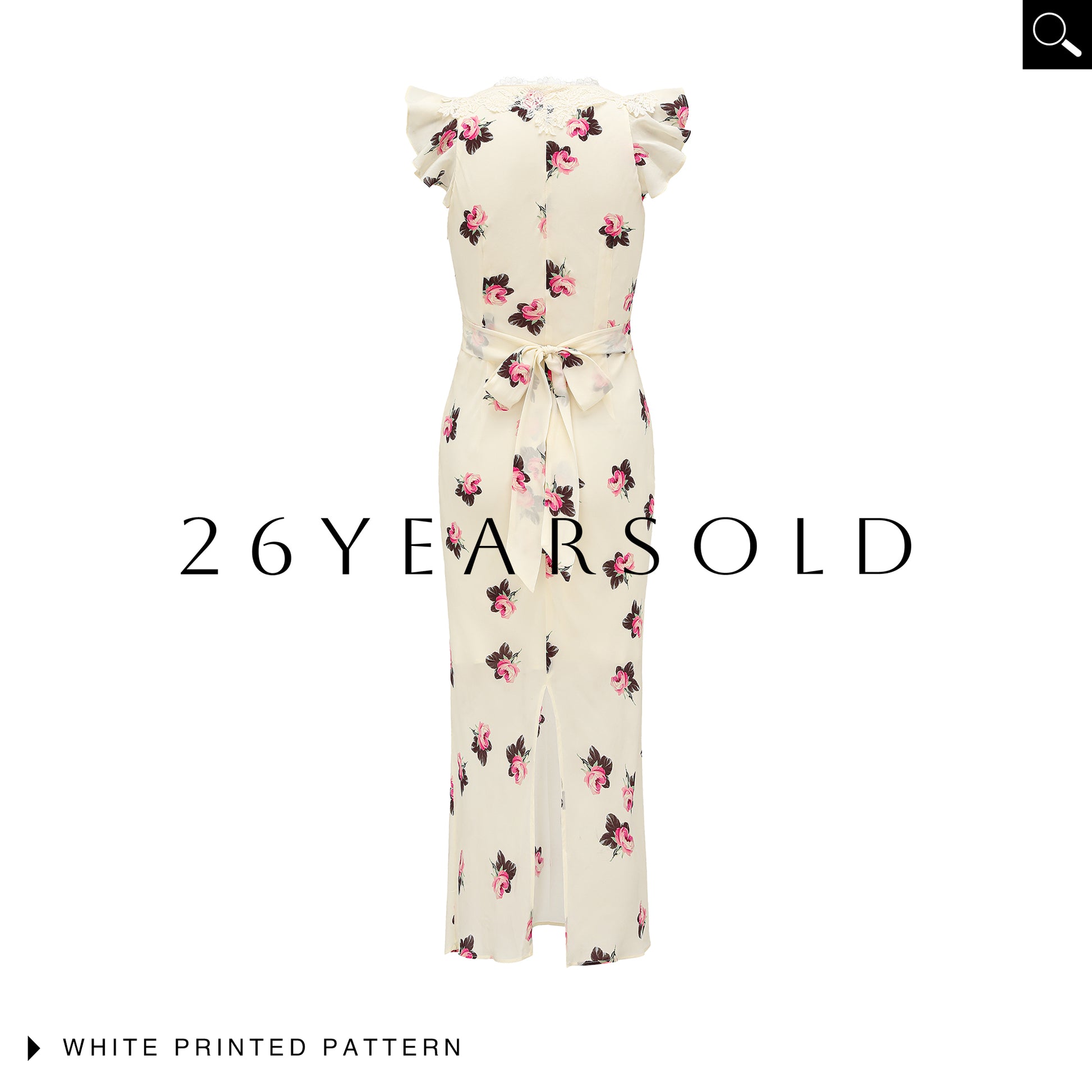 26YEARSOLD Vintage Rose Print 100% Viscose Midi Dress
