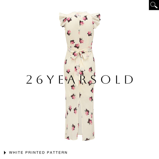 26YEARSOLD Vintage Rose Print 100% Viscose Midi Dress