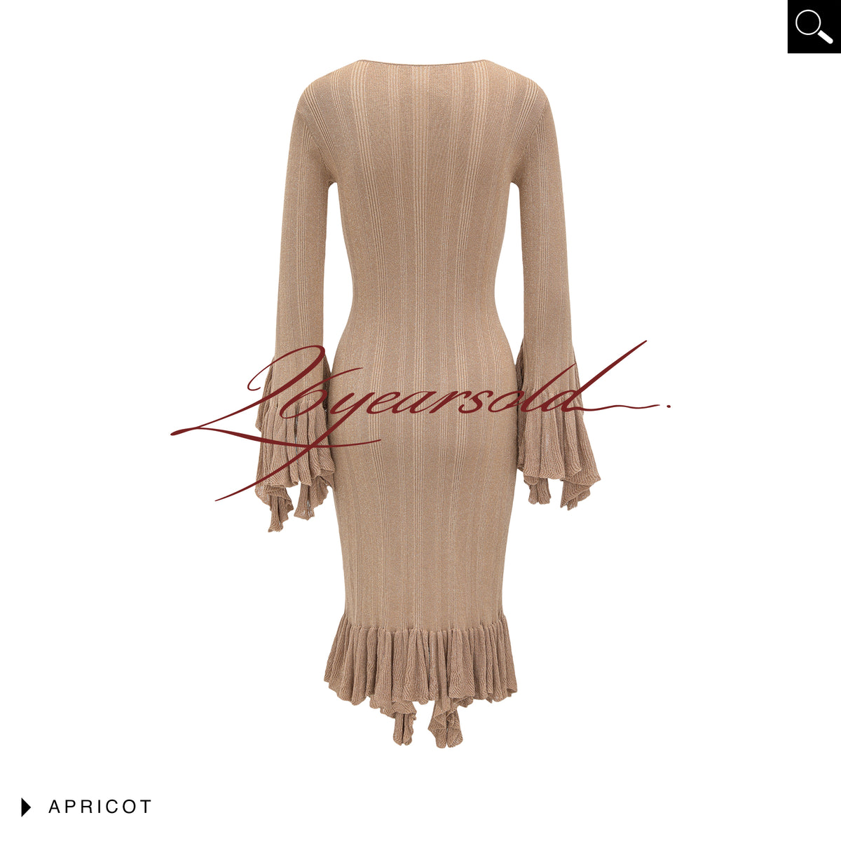 26YEARSOLD Ruffle Trim Knit Midi Dress