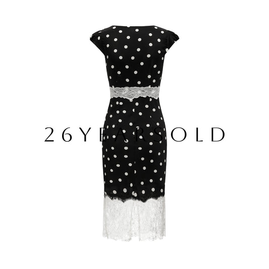 26YEARSOLD Polka Dot Muse V Neck Midi Dress