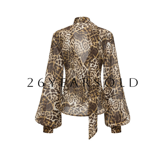 26YEARSOLD Wilderness Mystery Leopard Print Sheer Blouse
