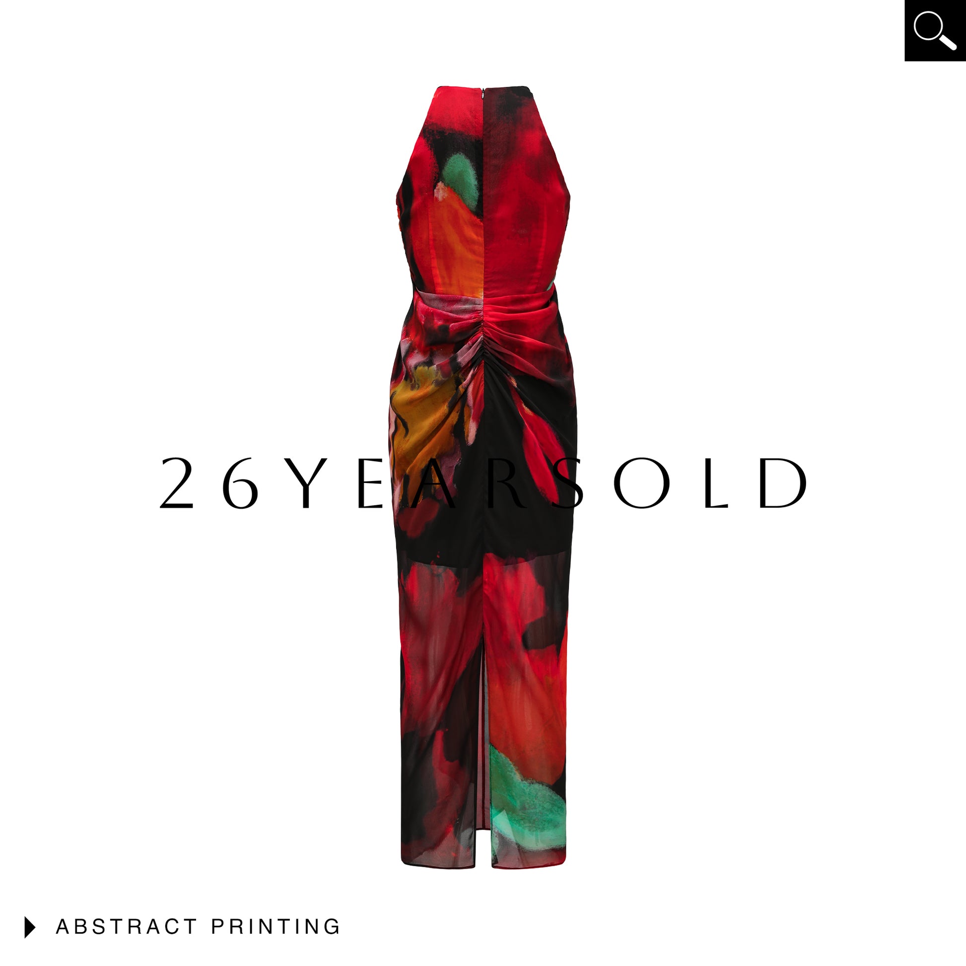 26YEARSOLD Artistic Silk-Blend Deep V Neck Maxi Dress