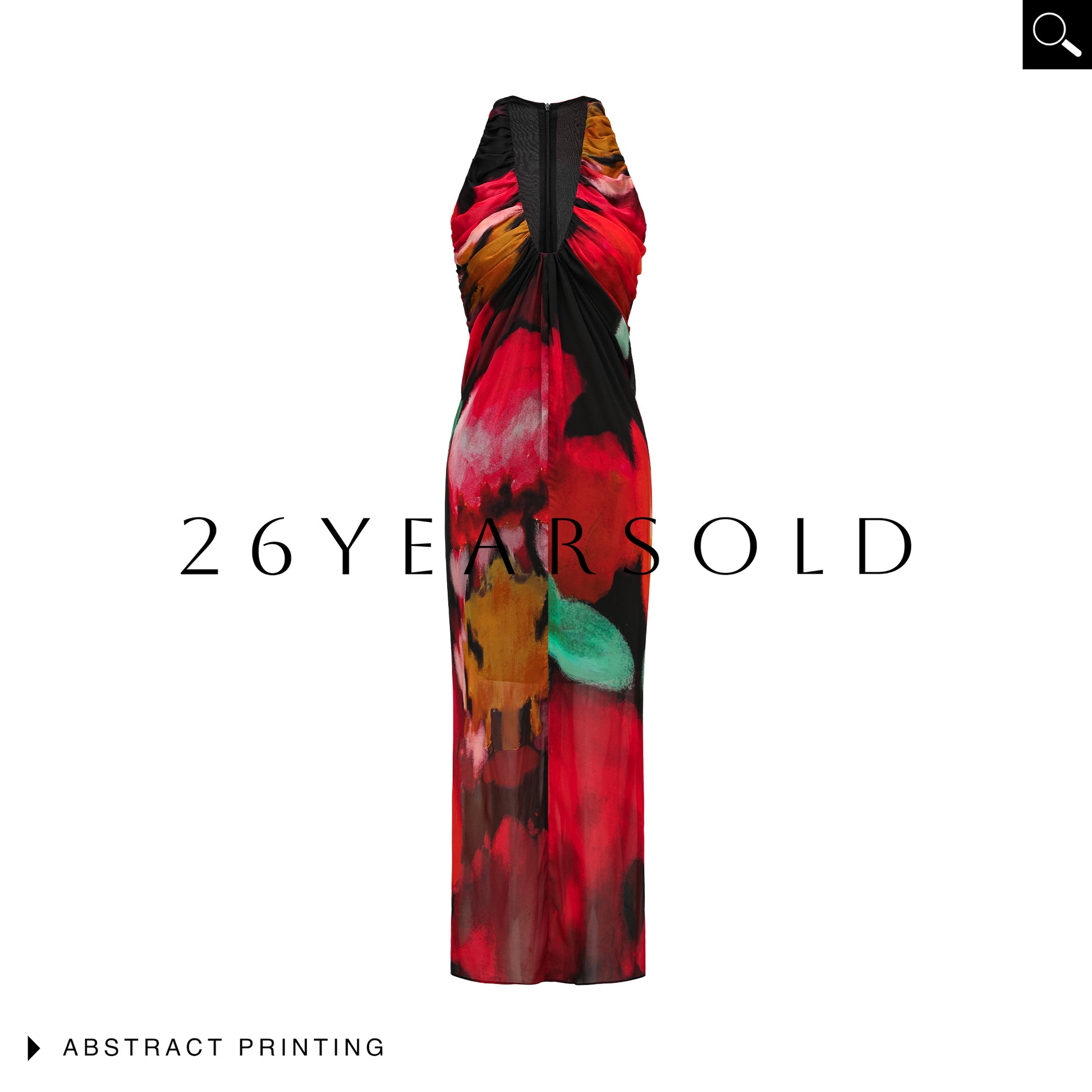 26YEARSOLD Artistic Silk-Blend Deep V Neck Maxi Dress