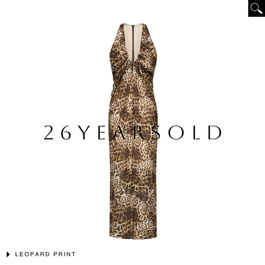 26YEARSOLD Artistic Silk-Blend Deep V Neck Maxi Dress