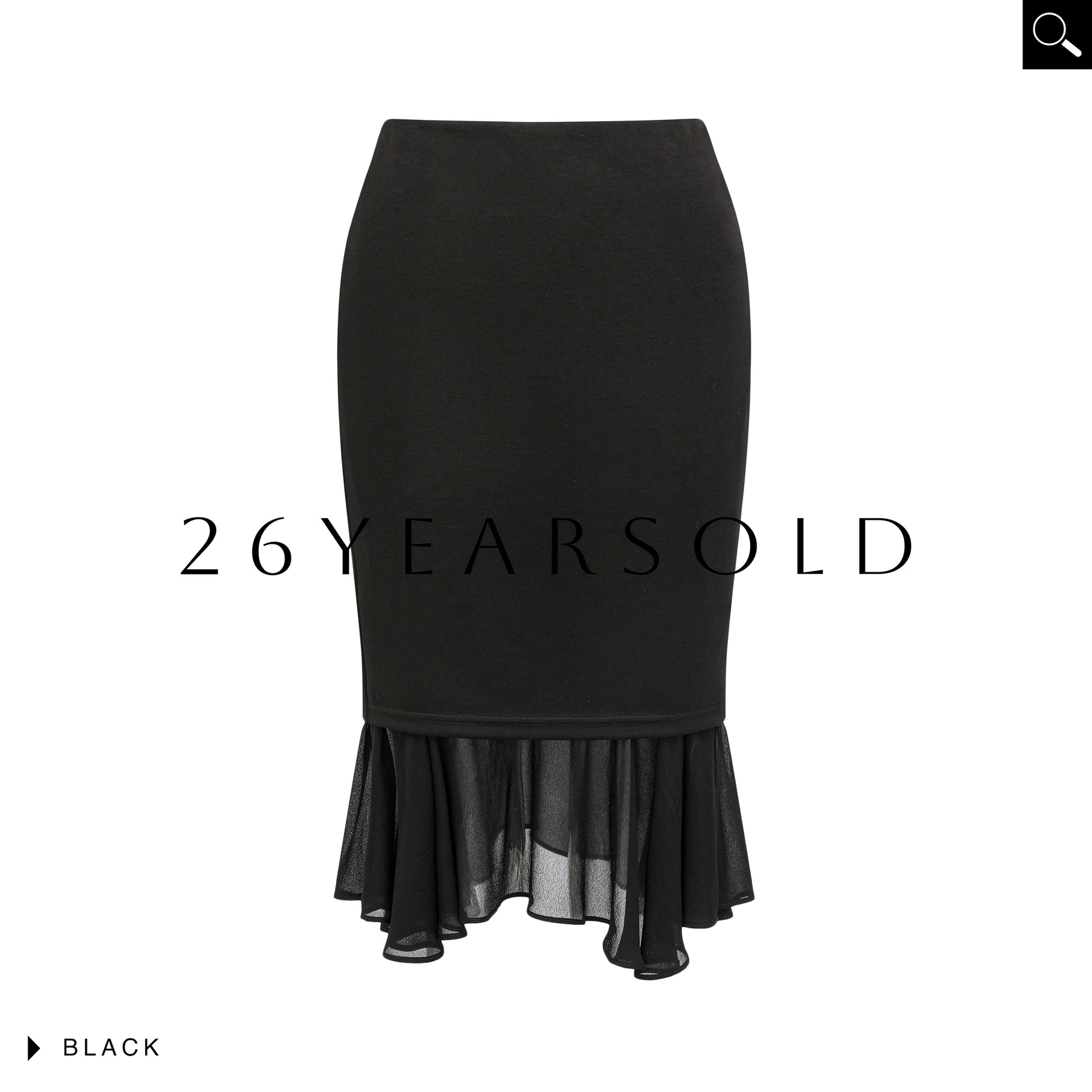 26YEARSOLD The Asymmetric Chiffon-Hem Modal Mermaid Skirt Black