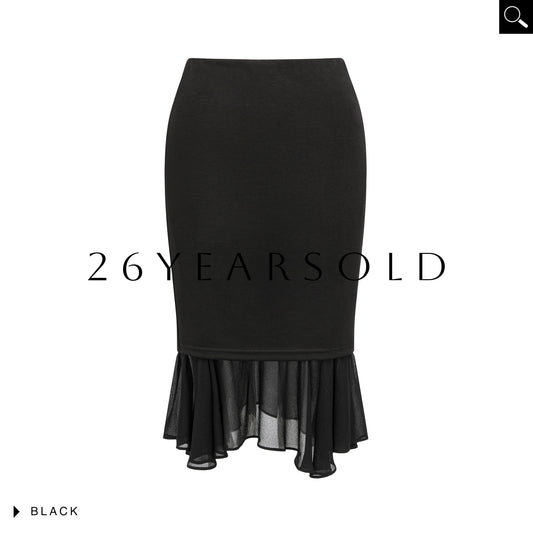 26YEARSOLD The Asymmetric Chiffon-Hem Modal Mermaid Skirt Black