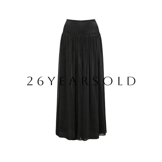 26YEARSOLD Ease of Clouds High-Waisted Wide-Leg Pleated Pants Black