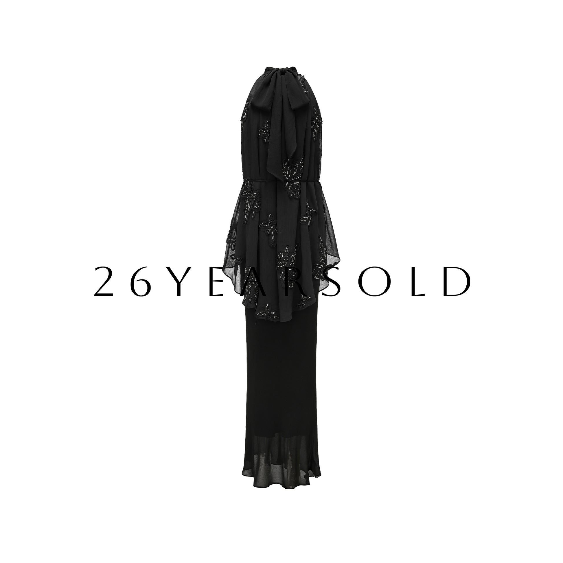 26YEARSOLD Orb of Night's Radiance Elegant Halter Neck Dress