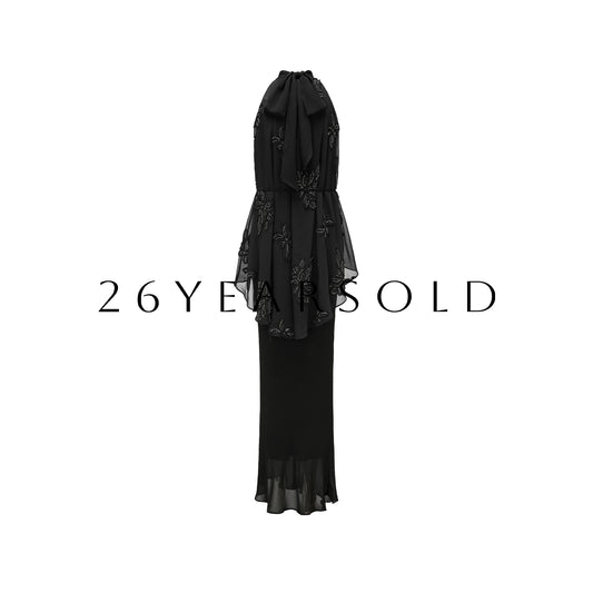 26YEARSOLD Orb of Night's Radiance Elegant Halter Neck Dress
