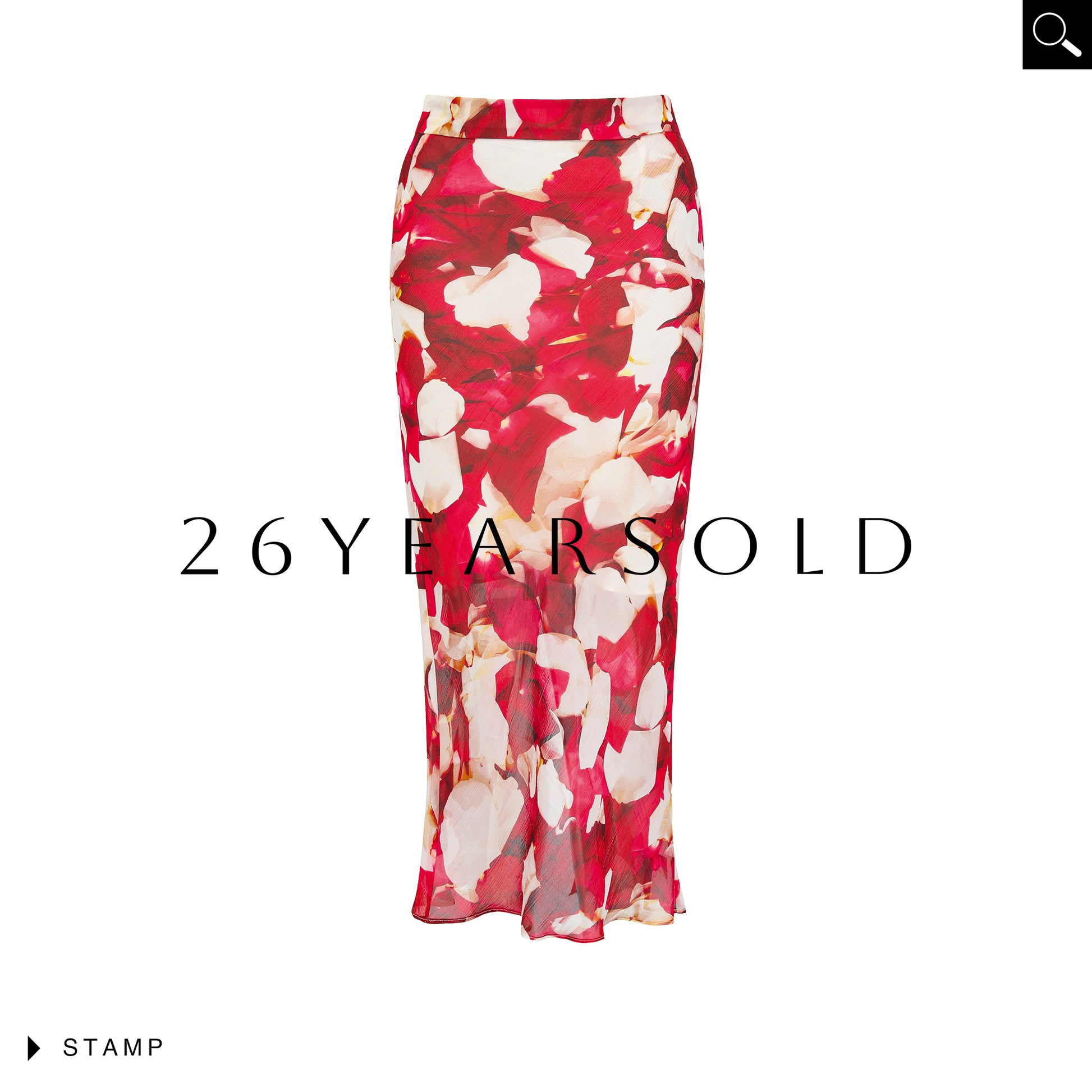 26YEARSOLD Floral Print Silk Blend Midi Mermaid Skirt Red
