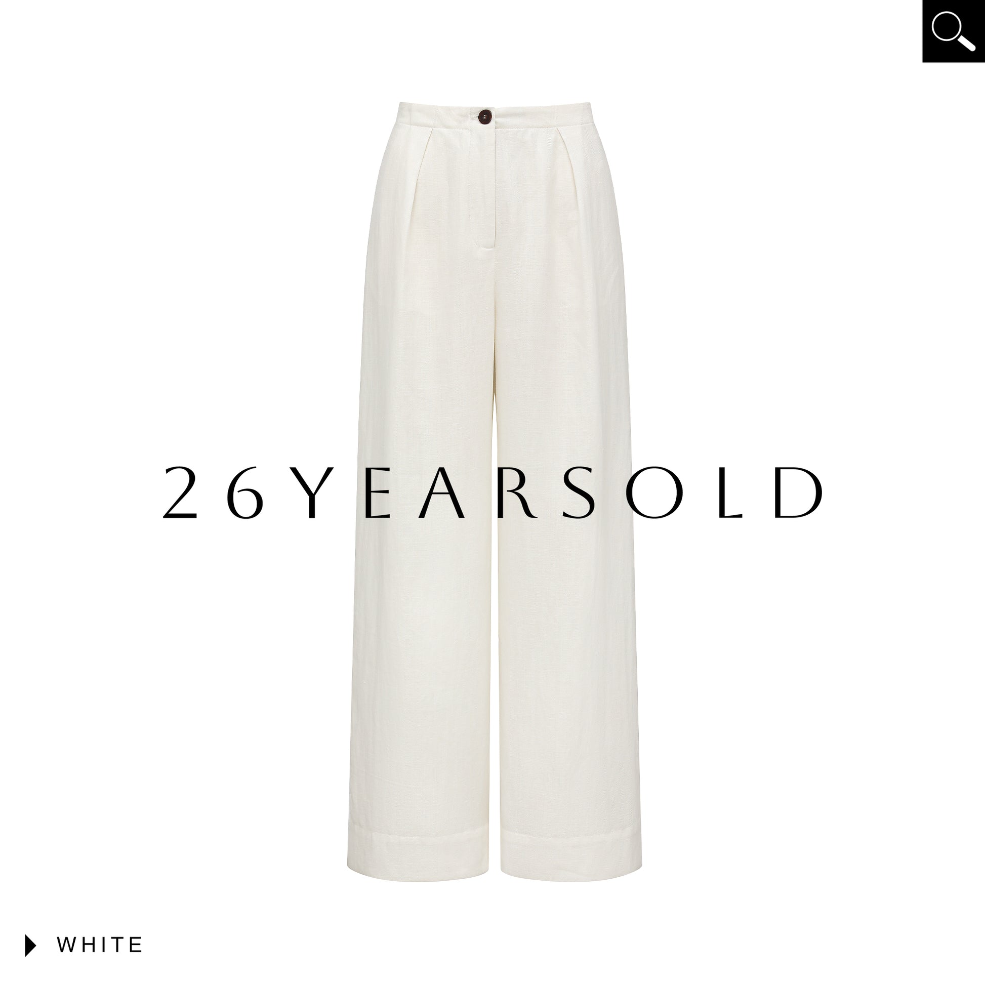 26YEARSOLD White Musings Lyocell Linen Blend Pleated Wide-Leg Trousers White