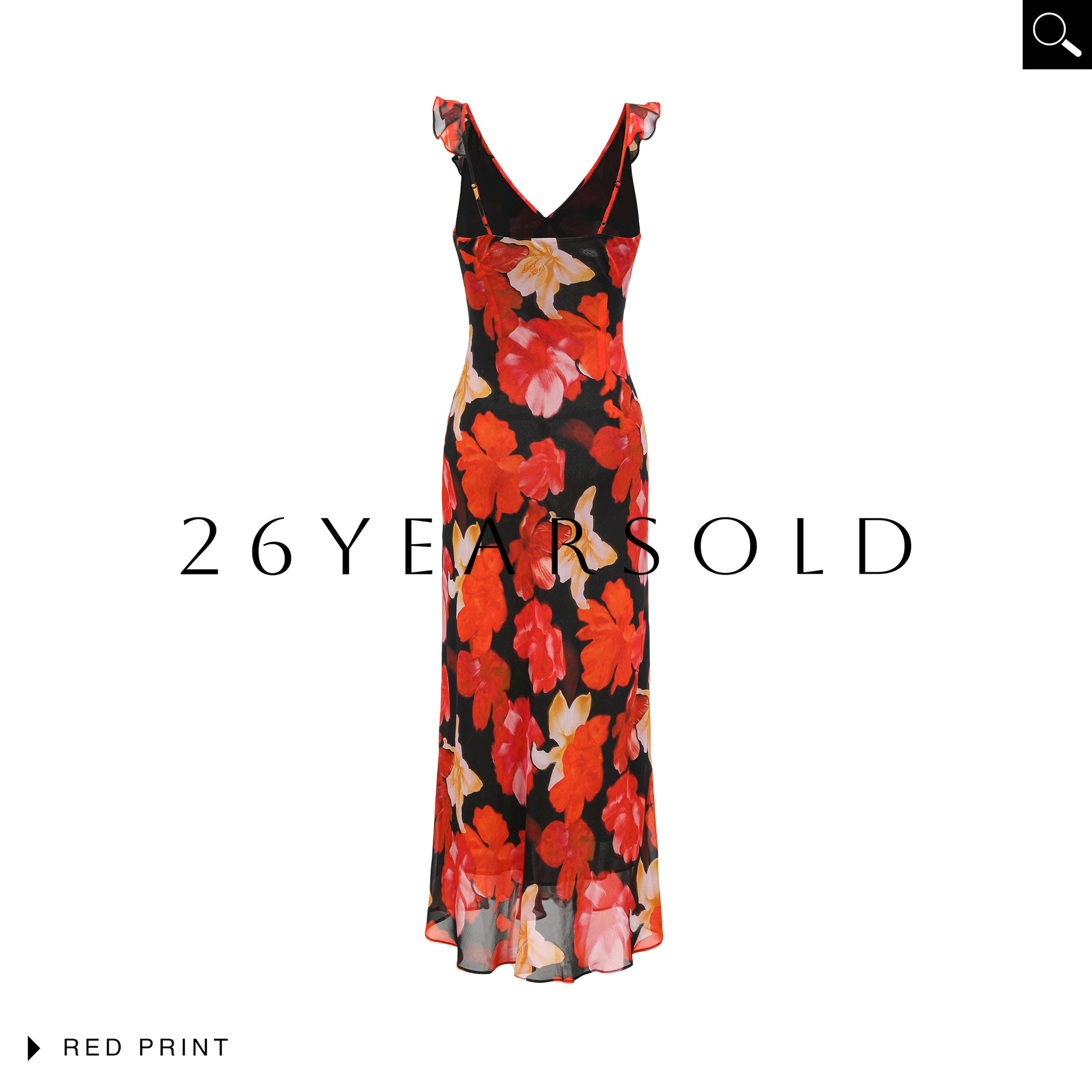 26YEARSOLD Red Floral Mulberry Silk Maxi Dress
