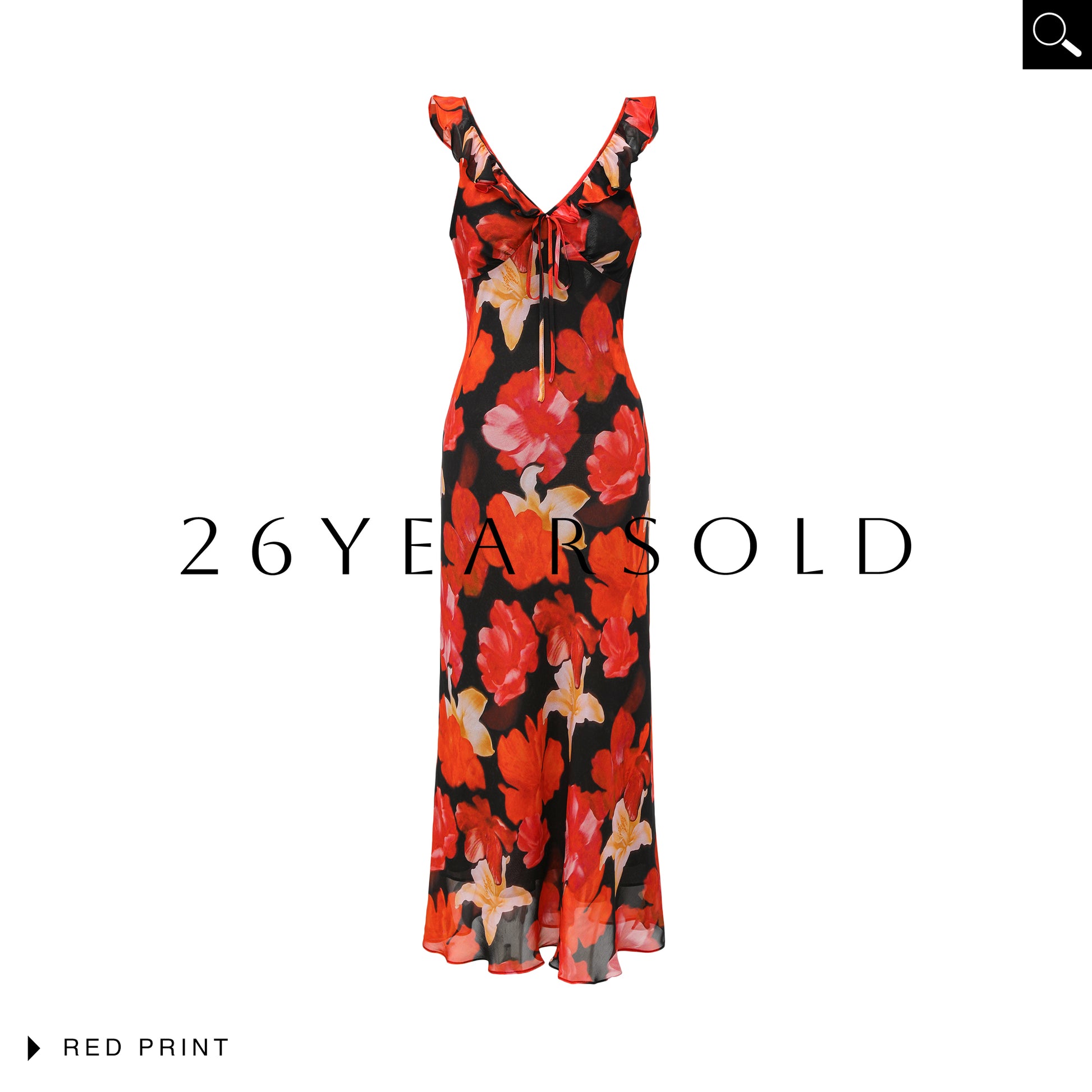 26YEARSOLD Red Floral Mulberry Silk Maxi Dress Red