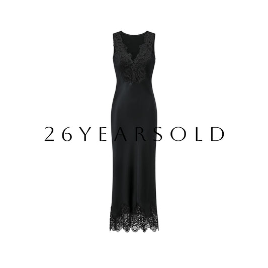 26YEARSOLD Shadow Floral Court Satin Maxi Dress