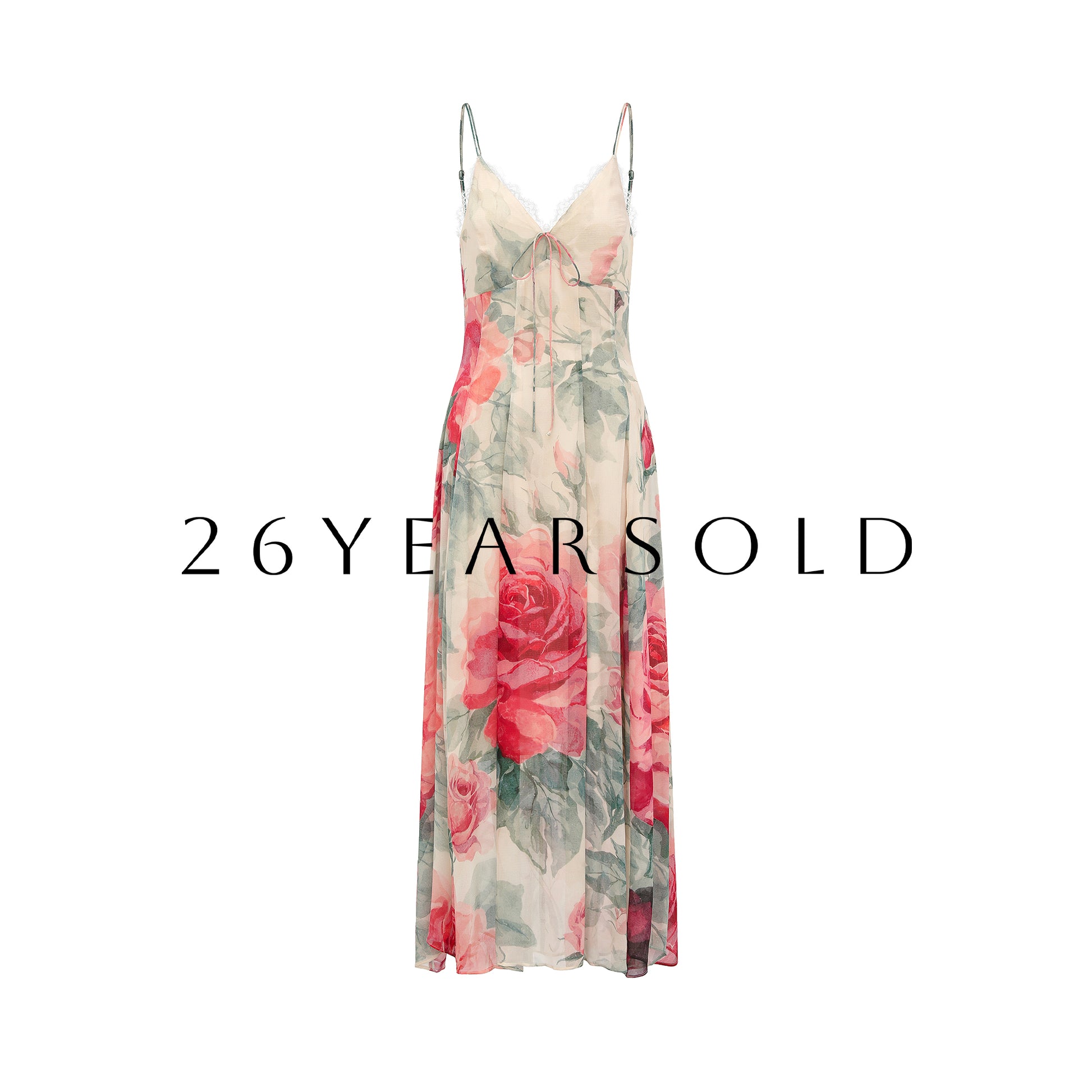 26YEARSOLD Rose Mist Silk-Blend Lace Maxi Slip Dress Apricot Cream