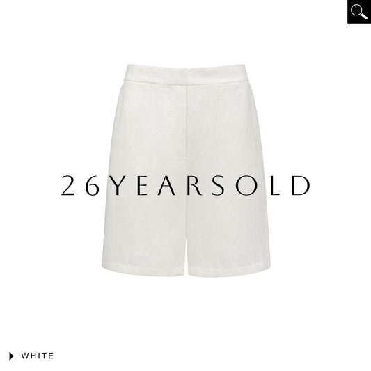26YEARSOLD White Musings Lyocell Linen Blend Relaxed-Fit Shorts White