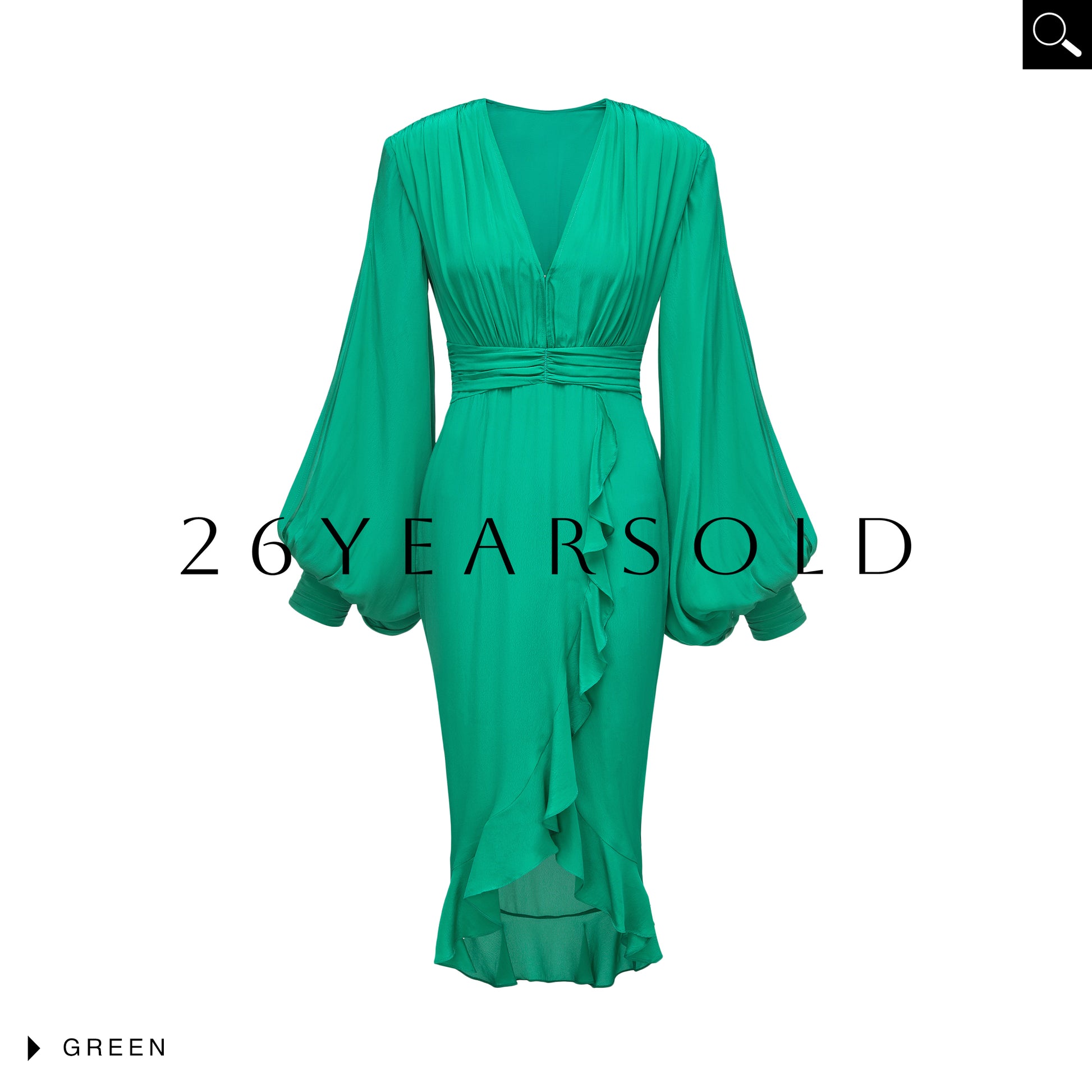 26YEARSOLD Butterfly Waves Deep V-Neck Padded Shoulder Maxi Dress