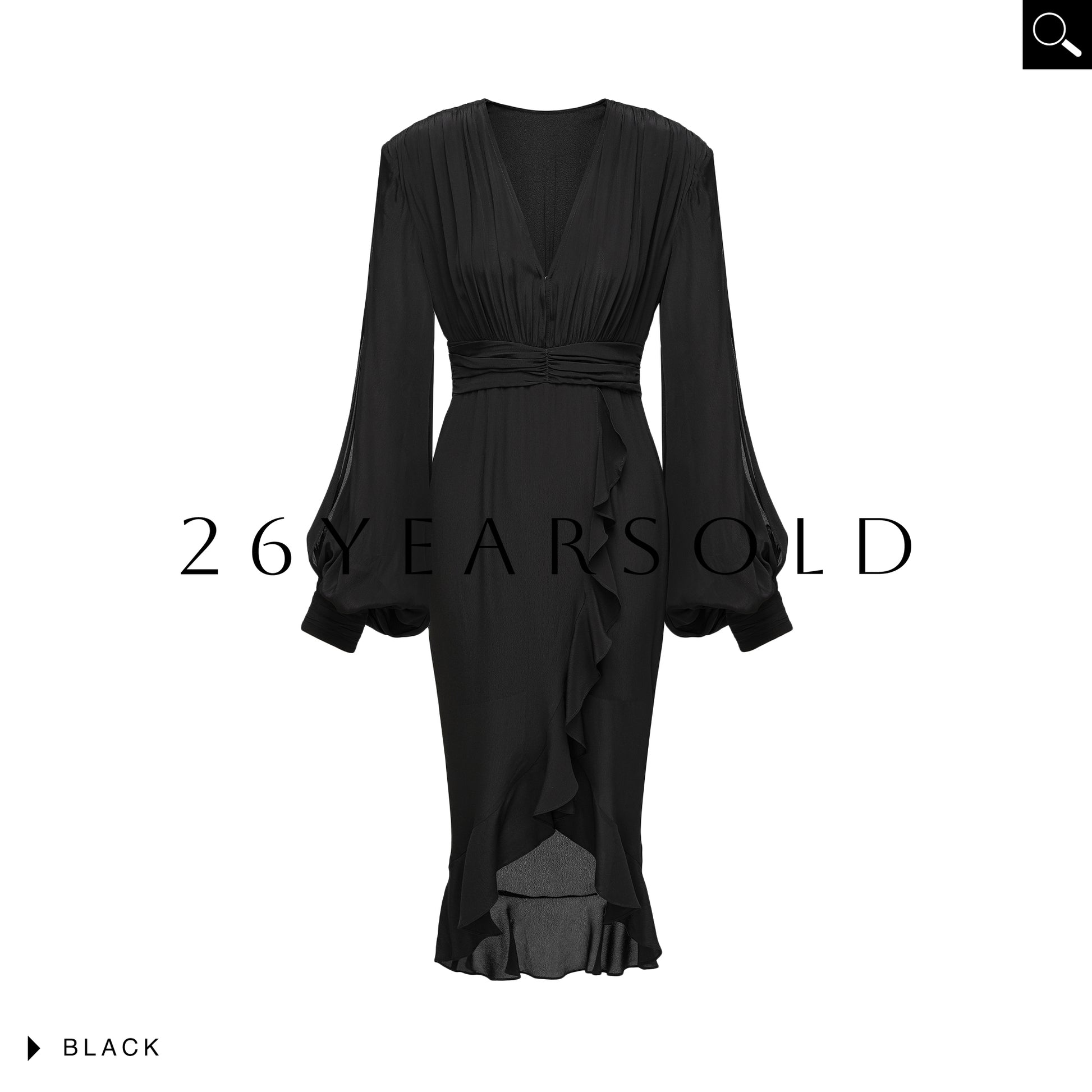 26YEARSOLD Butterfly Waves Deep V-Neck Padded Shoulder Maxi Dress