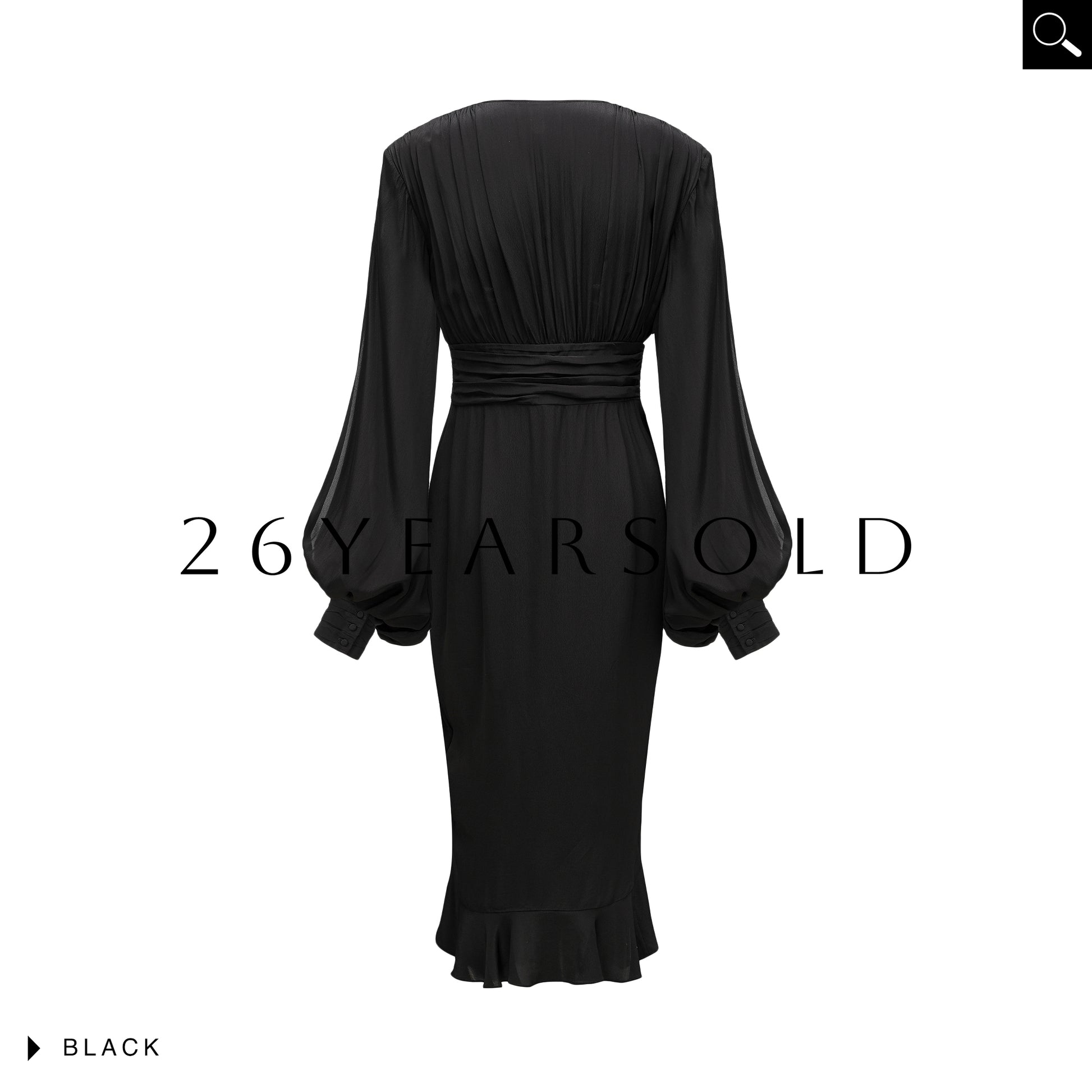 26YEARSOLD Butterfly Waves Deep V-Neck Padded Shoulder Maxi Dress