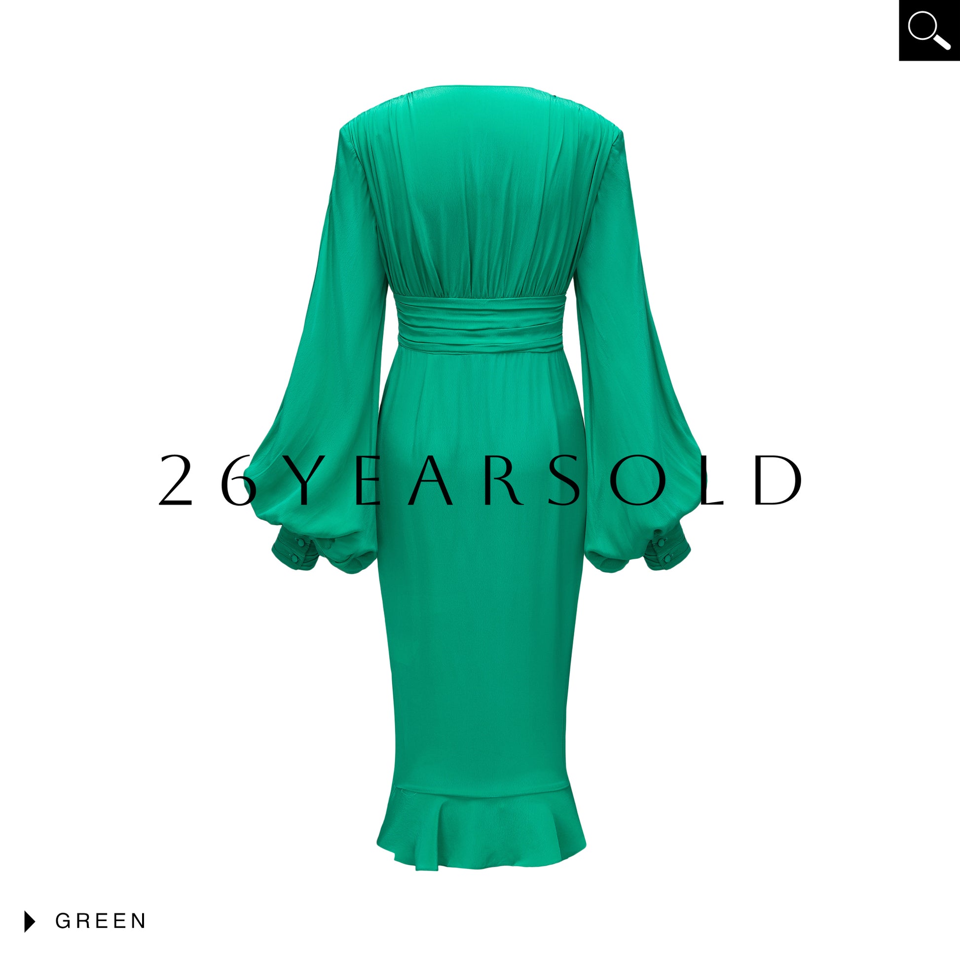 26YEARSOLD Butterfly Waves Deep V-Neck Padded Shoulder Maxi Dress