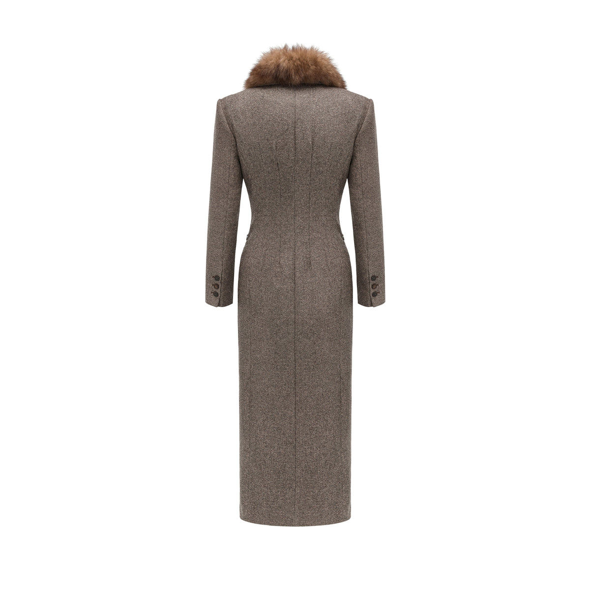 26YEARSOLD Fox Fur-Collar Wool Blend Coat