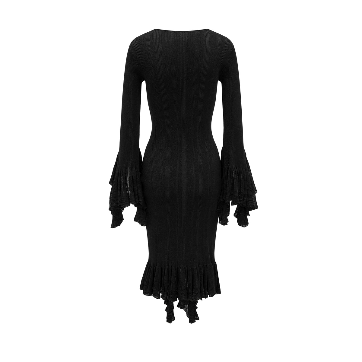 26YEARSOLD Ruffle Trim Knit Midi Dress