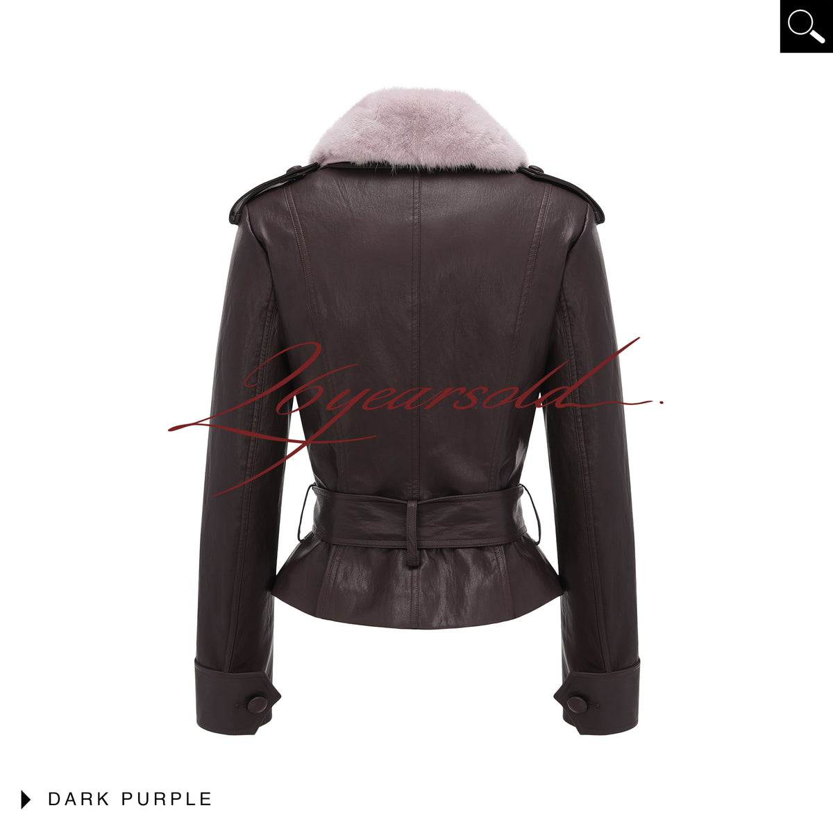 26YEARSOLD Mink Fur Collar Belted Jacket