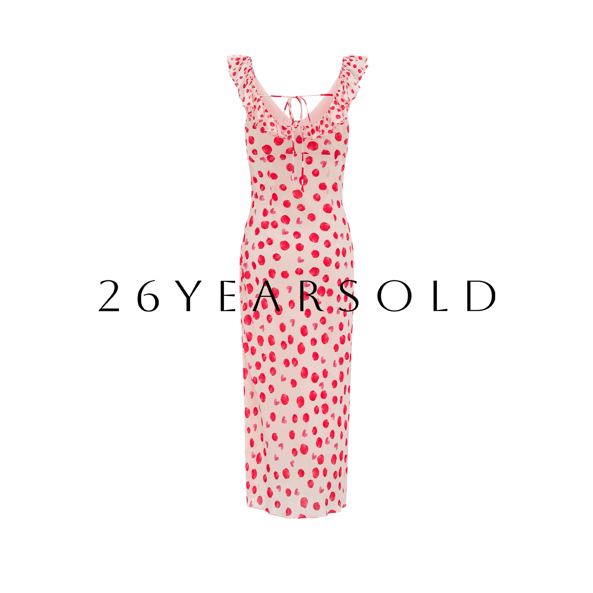 26YEARSOLD Summer Vocation Maxi Dress Pink Heart Polka Dot