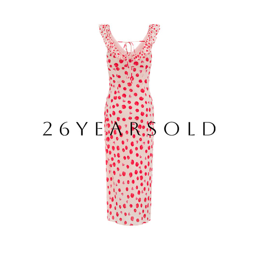 26YEARSOLD Summer Vocation Maxi Dress Pink Heart Polka Dot