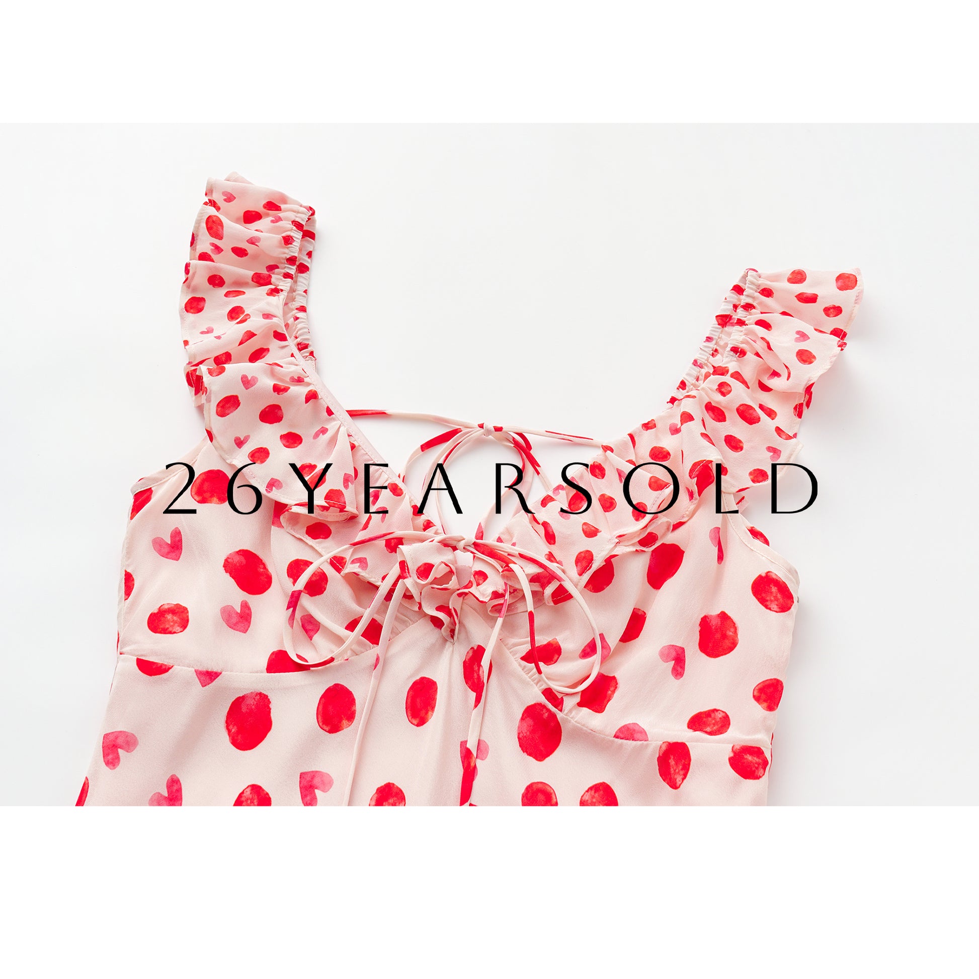 26YEARSOLD Summer Vocation Maxi Dress Pink Heart Polka Dot