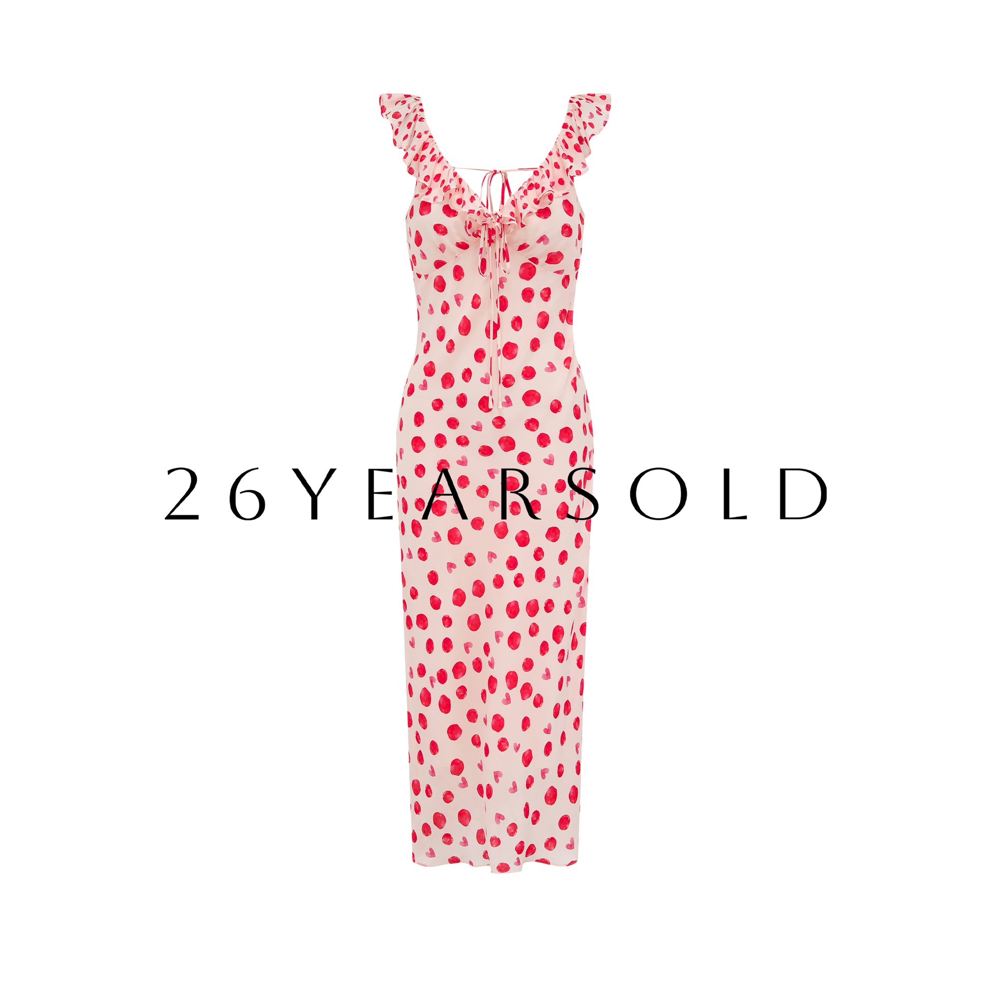 26YEARSOLD Summer Vocation Maxi Dress Pink Heart Polka Dot