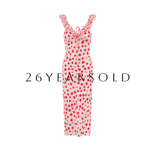 26YEARSOLD Summer Vocation Maxi Dress Pink Heart Polka Dot