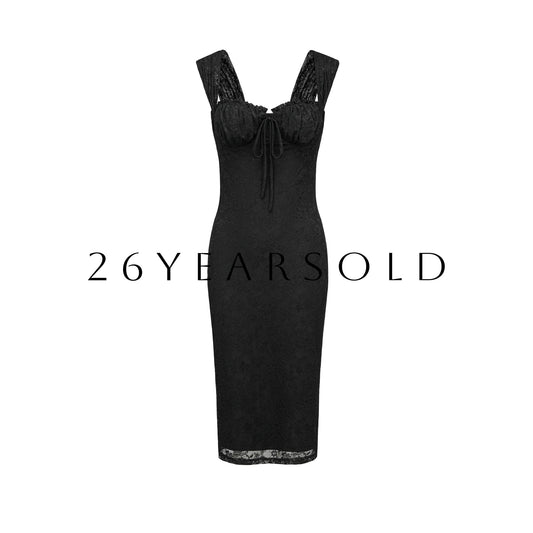 26YEARSOLD Dream Waves Square Neck Lace Midi Dress