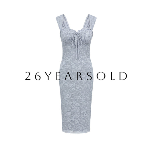 26YEARSOLD Dream Waves Square Neck Lace Midi Dress